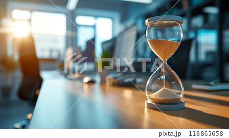 Hourglass on the table in the office 118865658