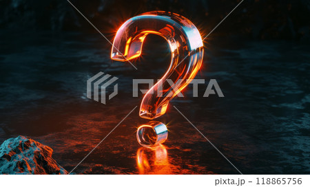 Glass question mark with glow. 118865756