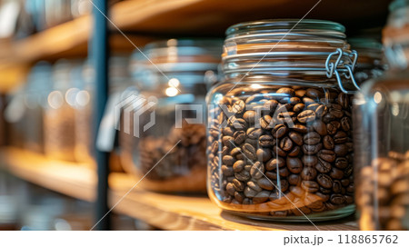 Glass jar with coffee beans 118865762