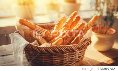 Basket with breadsticks 118865782