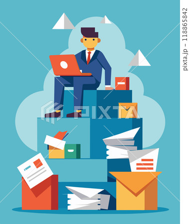 A neverending pile of job applications representing the constant cycle of hiring and job searching.. Vector illustration. 118865842