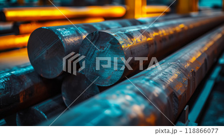 Steel rods in production. 118866077