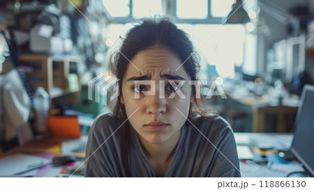 Portrait of a sad office employee. 118866130
