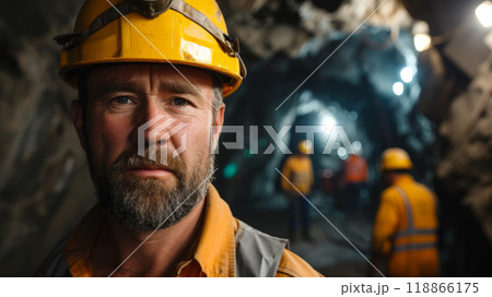 Male worker in a hard hat. 118866175