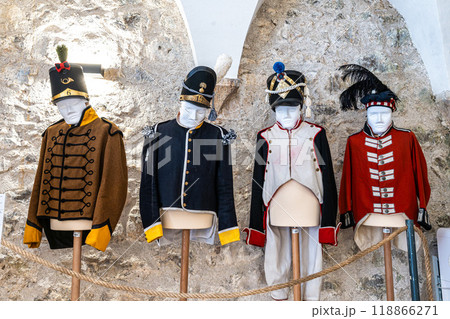 Exhibition of uniforms in the castle of Porto de Mos in Portugal. 118866271