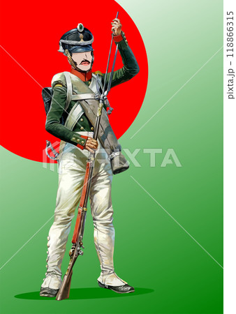 Soldiers of Napoleon's Imperial Old Guard Grenadiers. 3d hand drawn vector illustration 118866315