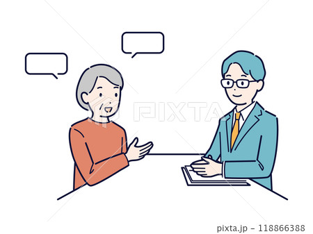 シニア顧客と面談するビジネスマンのイラスト 118866388