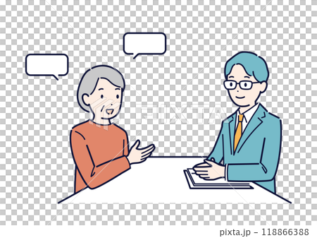 シニア顧客と面談するビジネスマンのイラスト 118866388