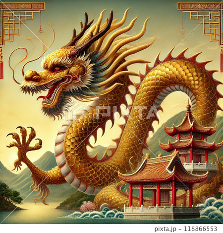 富と栄光を象徴する黄金の龍 富と栄光を象徴する黄金の龍 118866553