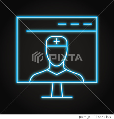 Online doctor consultation neon icon 118867105