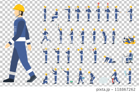 Flat illustration: worker side set Flat illustration: worker side set 118867262