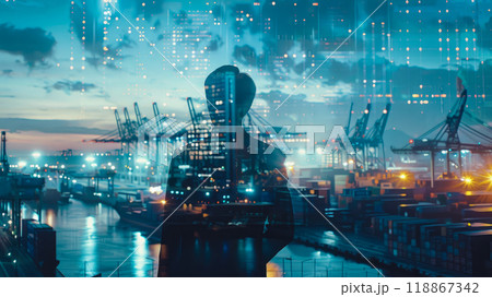 Innovation technology digital future of logistics freight transportation import export concept. 118867342