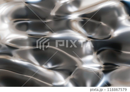 Futuristic abstract chrome background. Tech style fluid metallic surface. Flowing silver. Ideal for use in high-end design projects, as striking background for promotional materials. Y2k, 2000s. 3D. Futuristic abstract chrome background. Tech style fluid metallic surface. Flowing silver. Ideal for use in high-end design projects, as striking background for promotional materials. Y2k, 2000s. 3D. 118867579