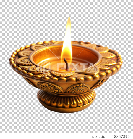 Diwali Diya oil lamp isolated on white background. Diwali is biggest festival of India. Diwali is festival of lights 118867890