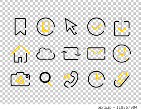 Stylish business icon set yellow 118867984