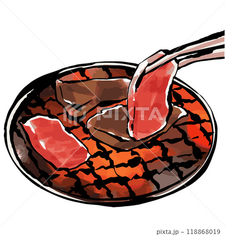 炭火焼肉　手描きイラスト 118868019