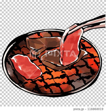 炭火焼肉　手描きイラスト 118868019