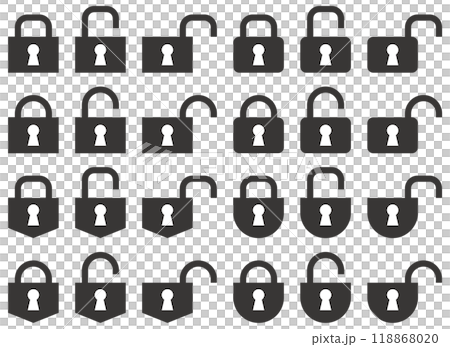 様々な形の錠前、ロック、鍵のベクターイラストアイコンのセット 118868020