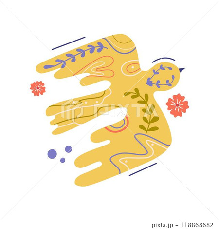 Folk ornamental bird and flowers. Best for greeting card. Template vector illustration. Folk ornamental bird and flowers. Best for greeting card. Template vector illustration. 118868682