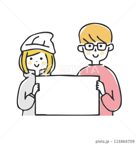 メッセージボートを持つ若い男女 118868709