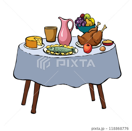 Vector drawing. Tasty feast food 118868776