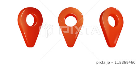 Red map locator, pin realistic 3d map pointers isolated . Realistic vector design location symbols template Red map locator, pin realistic 3d map pointers isolated . Realistic vector design location symbols template 118869460