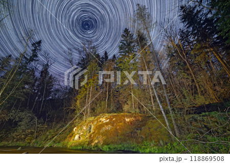 Raunas staburags (The Staburags cliff of Rauna) Star trails 118869508