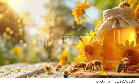 Beekeeping and Honey Harvesting Background 118870234