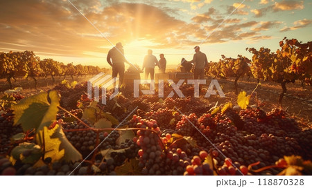 Winemakers celebrate the end of the harvesting season 118870328