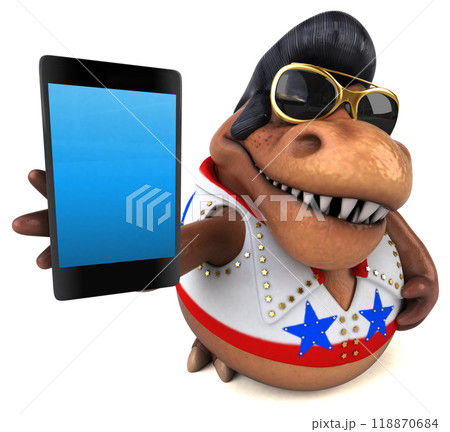 Fun 3D cartoon illustration of a Trex rocker 118870684