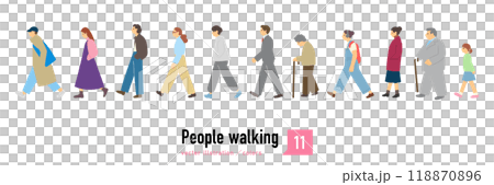 歩く人々のシンプルイラスト 118870896