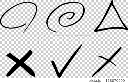 Round triangle X, brush writing, test marking, hand-drawn set Round triangle X, brush writing, test marking, hand-drawn set 118870900
