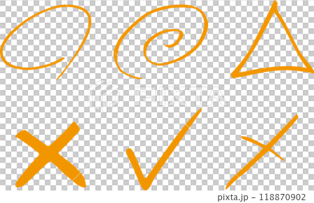 Round triangle X, brush writing, test marking, hand-drawn set Round triangle X, brush writing, test marking, hand-drawn set 118870902