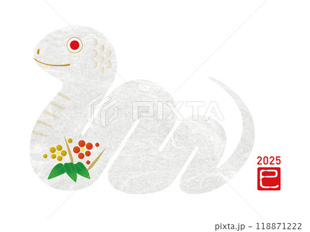 2025年賀状 巳年 白蛇 干支の置物 118871222