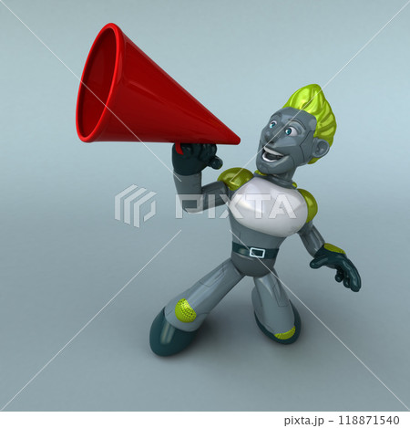 Fun green robot - 3D Illustration Fun green robot - 3D Illustration 118871540