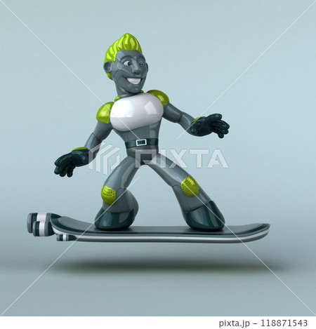 Fun green robot - 3D Illustration Fun green robot - 3D Illustration 118871543