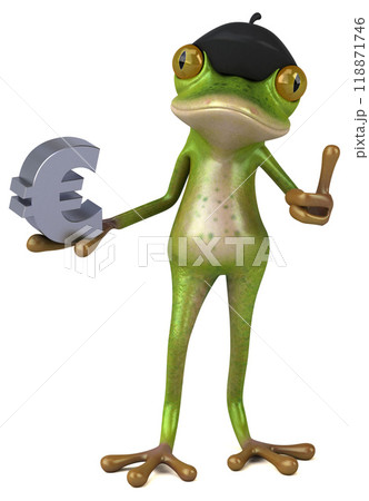 Fun french frog - 3D Illustration 118871746