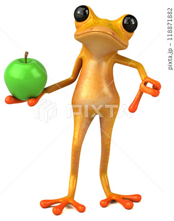 Fun yellow frog - 3D Illustration 118871882