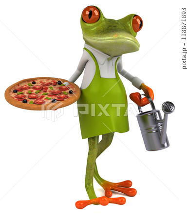 Fun frog gardener - 3D Illustration Fun frog gardener - 3D Illustration 118871893