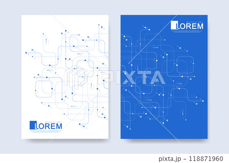 Abstract digital technology cover template design for a report and brochure, flyer, leaflets, poster, header, banner, website, presentation. Vector illustration Abstract digital technology cover template design for a report and brochure, flyer, leaflets, poster, header, banner, website, presentation. Vector illustration 118871960