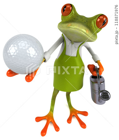 Fun frog gardener - 3D Illustration 118871976