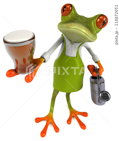 Fun frog gardener - 3D Illustration Fun frog gardener - 3D Illustration 118872051
