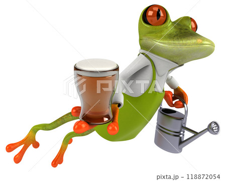 Fun frog gardener - 3D Illustration Fun frog gardener - 3D Illustration 118872054