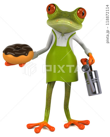Fun frog gardener - 3D Illustration Fun frog gardener - 3D Illustration 118872114