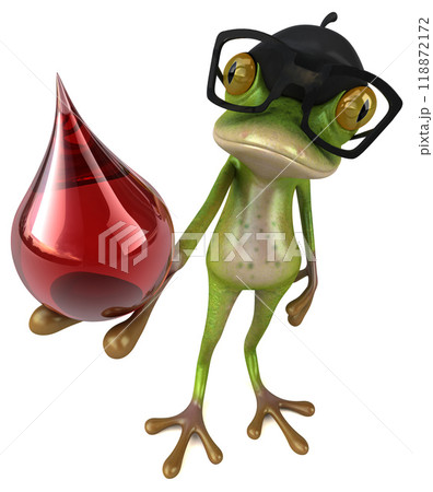 Fun french frog - 3D Illustration 118872172