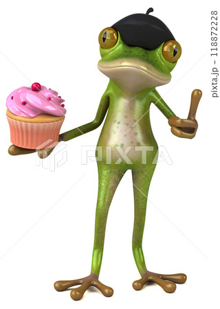 Fun french frog - 3D Illustration Fun french frog - 3D Illustration 118872228