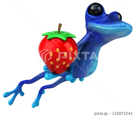 Fun blue frog - 3D Illustration 118872242
