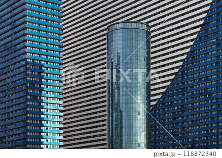 Modern office building. Architectural detail of modern building. Business concept of successful industrial architecture. 118872340