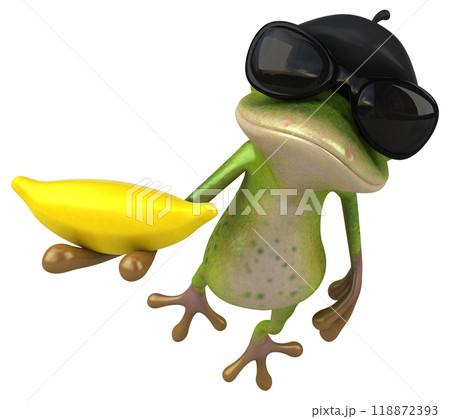 Fun french frog - 3D Illustration 118872393