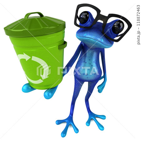 Fun blue frog - 3D Illustration 118872463